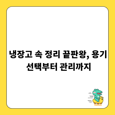 냉장고 속 정리 끝판왕, 용기 선택부터 관리까지