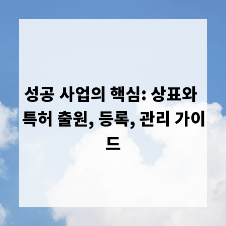 성공 사업의 핵심: 상표와 특허 출원, 등록, 관리 가이드