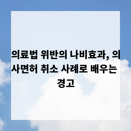 의료법 위반의 나비효과, 의사면허 취소 사례로 배우는 경고