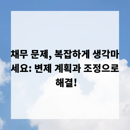 채무 문제, 복잡하게 생각마세요: 변제 계획과 조정으로 해결!