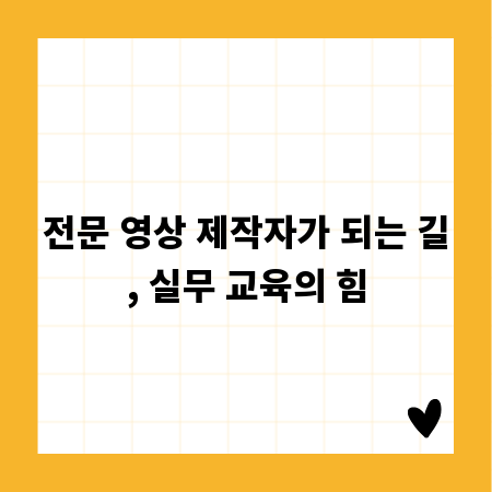 전문 영상 제작자가 되는 길, 실무 교육의 힘