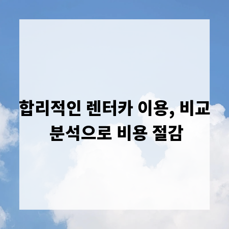 합리적인 렌터카 이용, 비교 분석으로 비용 절감