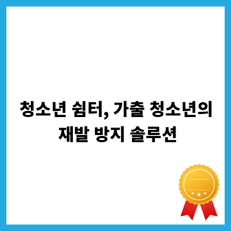 청소년 쉼터, 가출 청소년의 재발 방지 솔루션