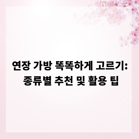연장 가방 똑똑하게 고르기: 종류별 추천 및 활용 팁