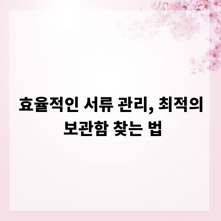 효율적인 서류 관리, 최적의 보관함 찾는 법