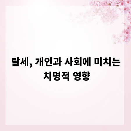 탈세, 개인과 사회에 미치는 치명적 영향