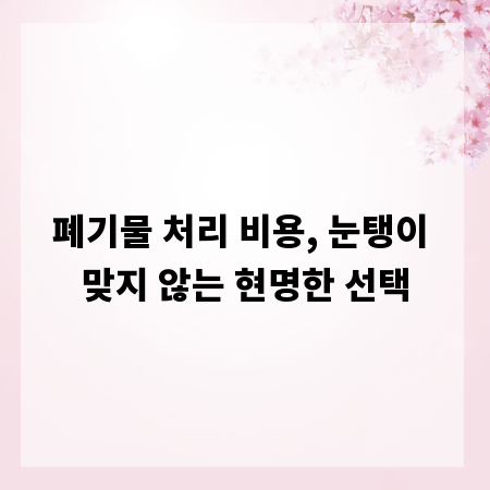 폐기물 처리 비용, 눈탱이 맞지 않는 현명한 선택