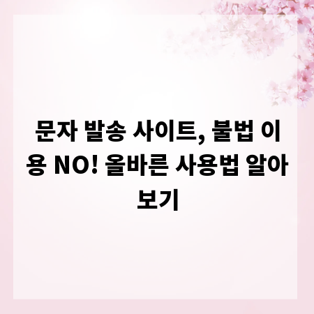 문자 발송 사이트, 불법 이용 NO! 올바른 사용법 알아보기