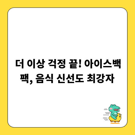 더 이상 걱정 끝! 아이스백팩, 음식 신선도 최강자