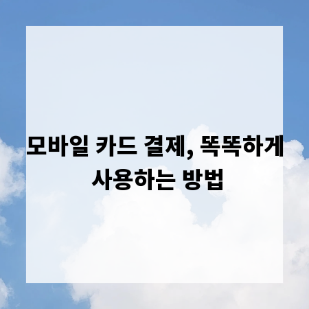 모바일 카드 결제, 똑똑하게 사용하는 방법