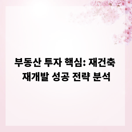 부동산 투자 핵심: 재건축 재개발 성공 전략 분석