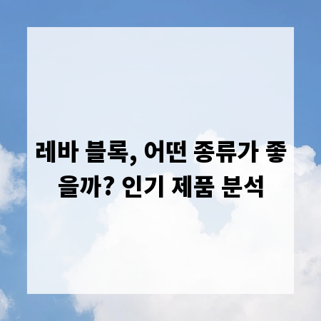 레바 블록, 어떤 종류가 좋을까? 인기 제품 분석
