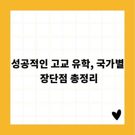 성공적인 고교 유학, 국가별 장단점 총정리