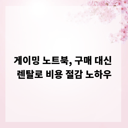 게이밍 노트북, 구매 대신 렌탈로 비용 절감 노하우