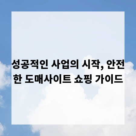 성공적인 사업의 시작, 안전한 도매사이트 쇼핑 가이드