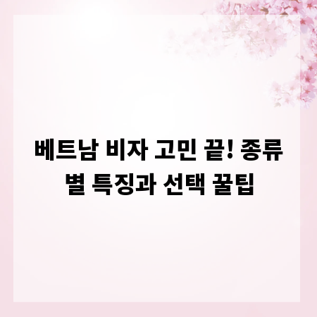 베트남 비자 고민 끝! 종류별 특징과 선택 꿀팁