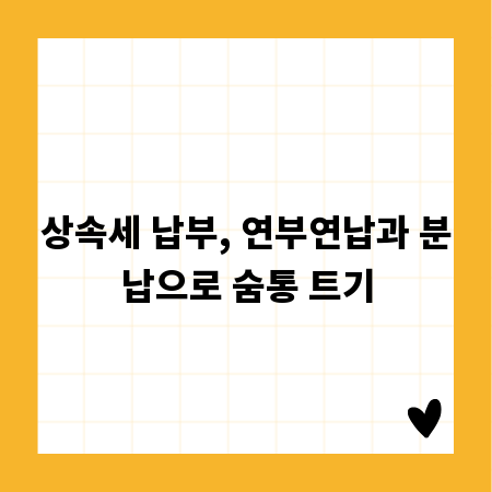 상속세 납부, 연부연납과 분납으로 숨통 트기