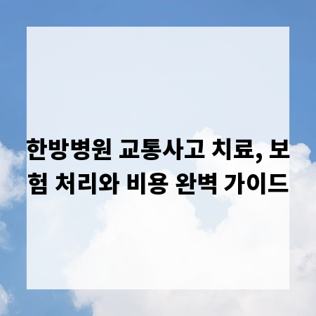 한방병원 교통사고 치료, 보험 처리와 비용 완벽 가이드