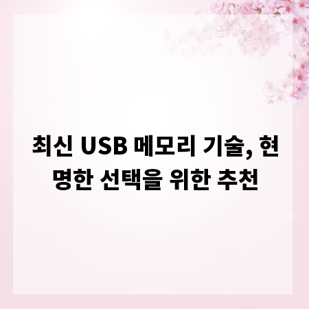 최신 USB 메모리 기술, 현명한 선택을 위한 추천