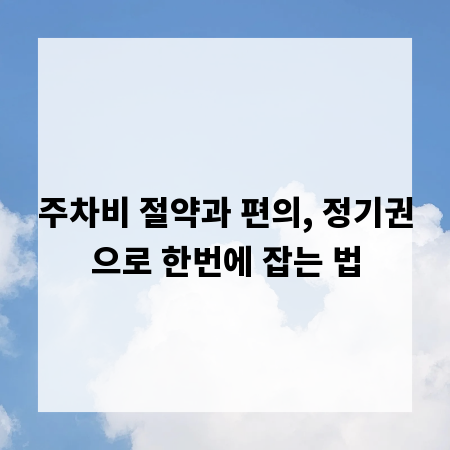 주차비 절약과 편의, 정기권으로 한번에 잡는 법