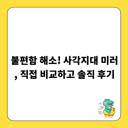 불편함 해소! 사각지대 미러, 직접 비교하고 솔직 후기