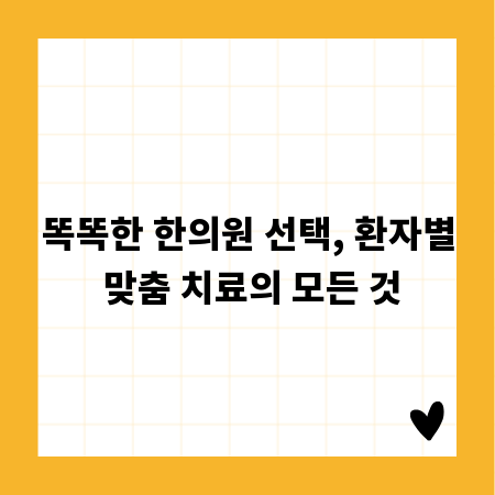 똑똑한 한의원 선택, 환자별 맞춤 치료의 모든 것