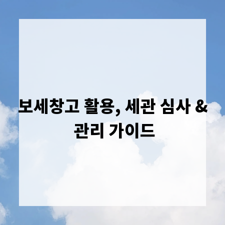 보세창고 활용, 세관 심사 & 관리 가이드