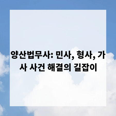 양산법무사: 민사, 형사, 가사 사건 해결의 길잡이