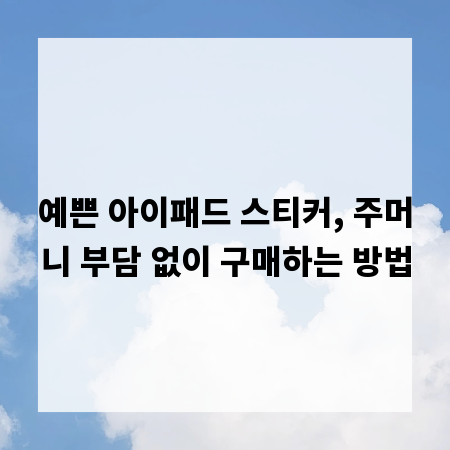 예쁜 아이패드 스티커, 주머니 부담 없이 구매하는 방법