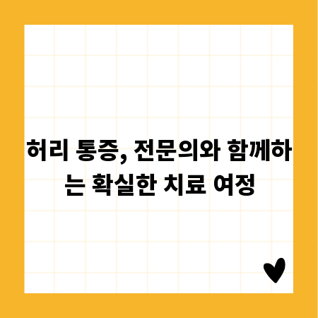 허리 통증, 전문의와 함께하는 확실한 치료 여정