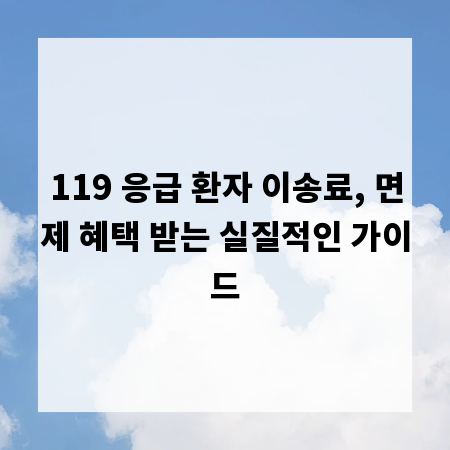 119 응급 환자 이송료, 면제 혜택 받는 실질적인 가이드