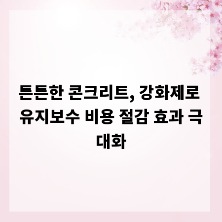 튼튼한 콘크리트, 강화제로 유지보수 비용 절감 효과 극대화