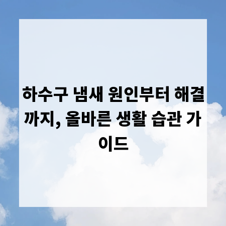 하수구 냄새 원인부터 해결까지, 올바른 생활 습관 가이드