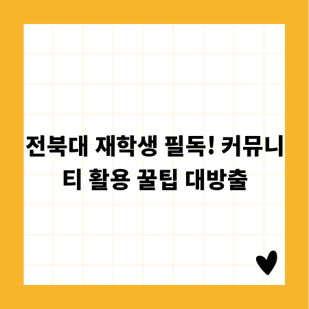 전북대 재학생 필독! 커뮤니티 활용 꿀팁 대방출