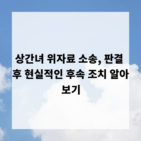 상간녀 위자료 소송, 판결 후 현실적인 후속 조치 알아보기