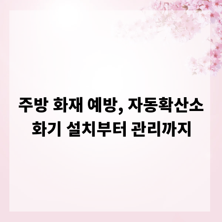 주방 화재 예방, 자동확산소화기 설치부터 관리까지