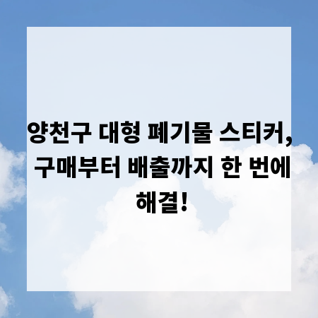 양천구 대형 폐기물 스티커, 구매부터 배출까지 한 번에 해결!