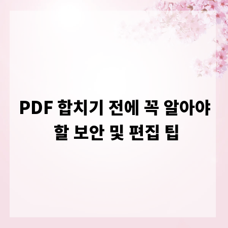 PDF 합치기 전에 꼭 알아야 할 보안 및 편집 팁