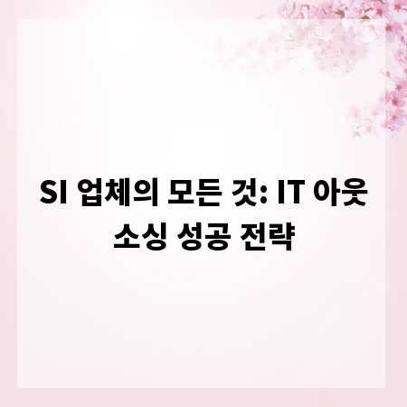 SI 업체의 모든 것: IT 아웃소싱 성공 전략