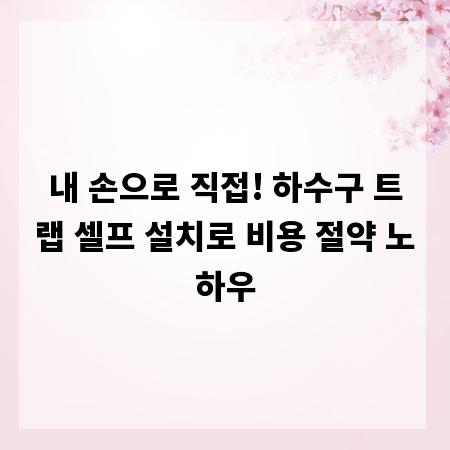 내 손으로 직접! 하수구 트랩 셀프 설치로 비용 절약 노하우