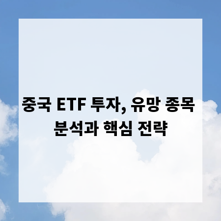 중국 ETF 투자, 유망 종목 분석과 핵심 전략