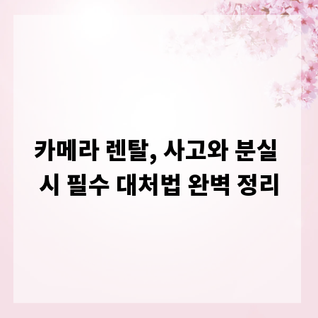 카메라 렌탈, 사고와 분실 시 필수 대처법 완벽 정리