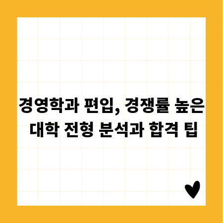 경영학과 편입, 경쟁률 높은 대학 전형 분석과 합격 팁