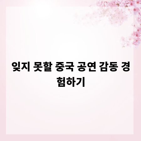 잊지 못할 중국 공연 감동 경험하기
