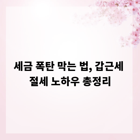세금 폭탄 막는 법, 갑근세 절세 노하우 총정리