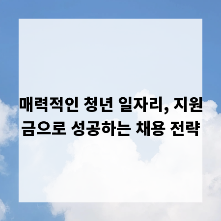 매력적인 청년 일자리, 지원금으로 성공하는 채용 전략