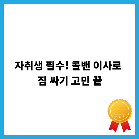 자취생 필수! 콜밴 이사로 짐 싸기 고민 끝