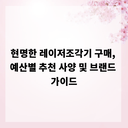 현명한 레이저조각기 구매, 예산별 추천 사양 및 브랜드 가이드