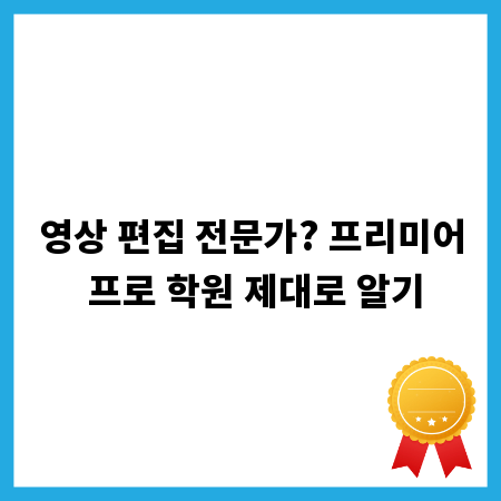 영상 편집 전문가? 프리미어 프로 학원 제대로 알기