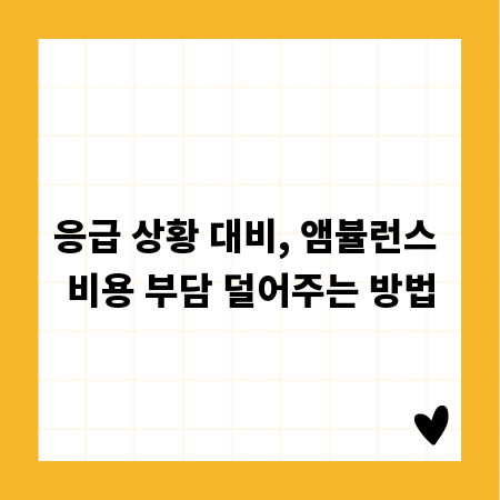 응급 상황 대비, 앰뷸런스 비용 부담 덜어주는 방법